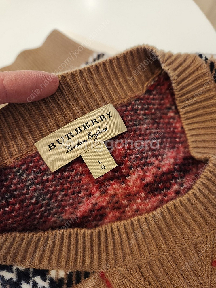 버버리 캐시미어 100% 니트 스웨터 판매 (105 L사이즈)--1