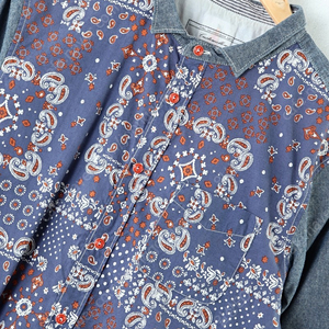 (XL) 커스텀멜로우 셔츠 남방 데님 페이즐리패턴 한정판