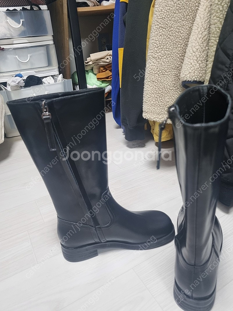 소가죽 롱하프부츠 검정 225--3