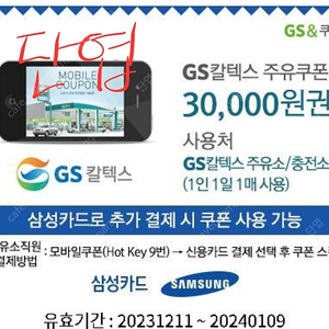 GS 모바일 주유권 3만원(삼성카드 소지자)