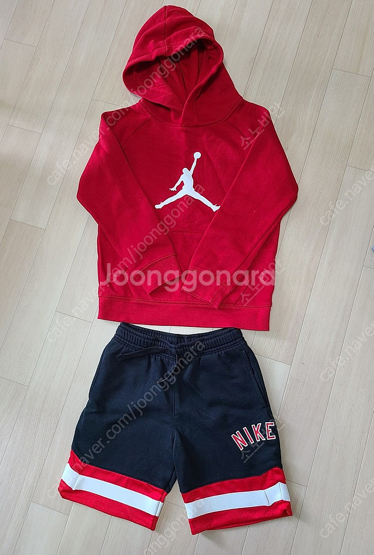 나이키 조던 키즈 기모 후드 + 팬츠 세트 110--0