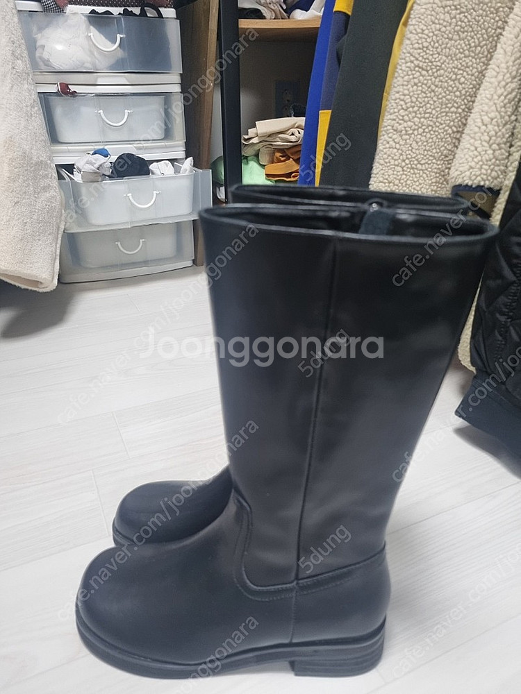 소가죽 롱하프부츠 검정 225--1