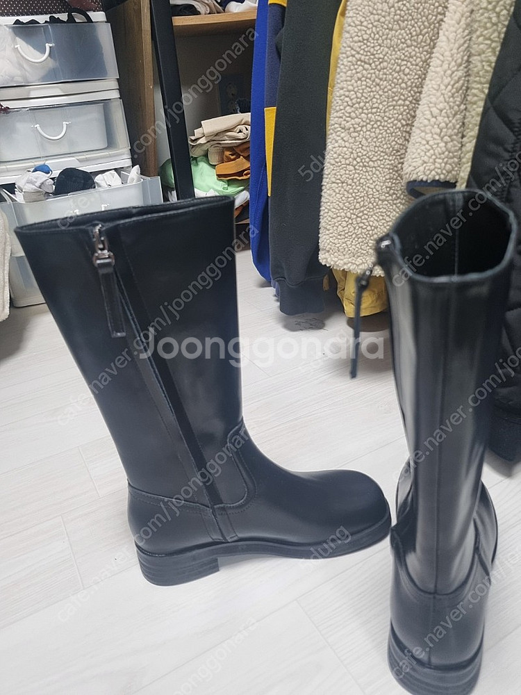 소가죽 롱하프부츠 검정 225--3