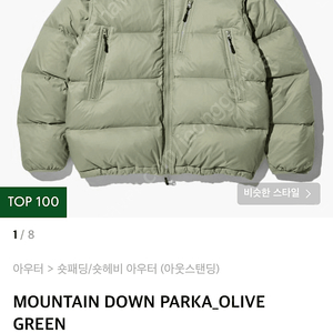 아웃스탠딩 mountain down parka olive green XL