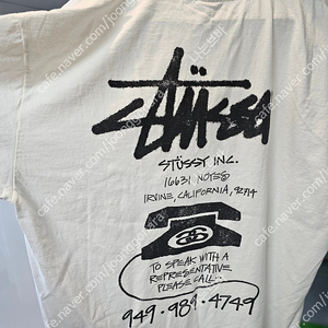 스투시 Stussy Old Phone Pigment Dyed T-Shirt Natural XL (새상품)