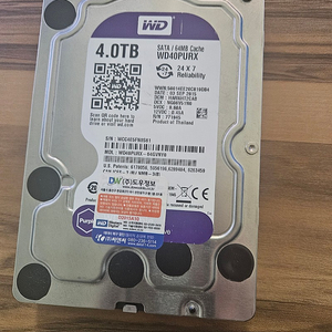 4테라 내장하드 WD40PURX 4TB 데스크탑 4테라하드 Western Digital (WD40PURX, 4TB) 기록방식 CMR (CCTV용)