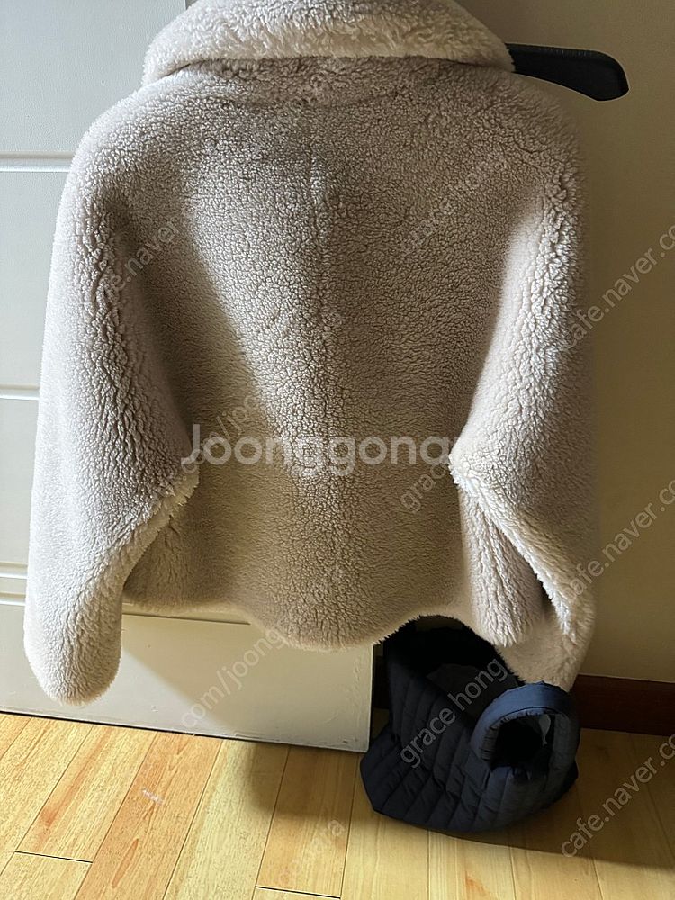 마이아이코 테디베어 퍼자켓 퍼코트 밀크티--5