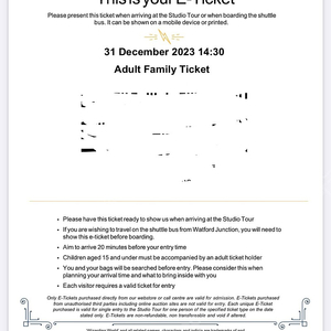 영국 해리포터 스튜디오 12/31 아이2 어른2패밀리티켓