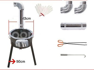 장작화덕 조립식 지름43cm 연통, 불쏘시개, 화구링, 집개 포함--2