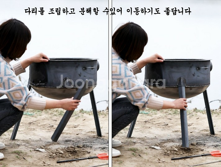 장작화덕 조립식 지름43cm 연통, 불쏘시개, 화구링, 집개 포함--3