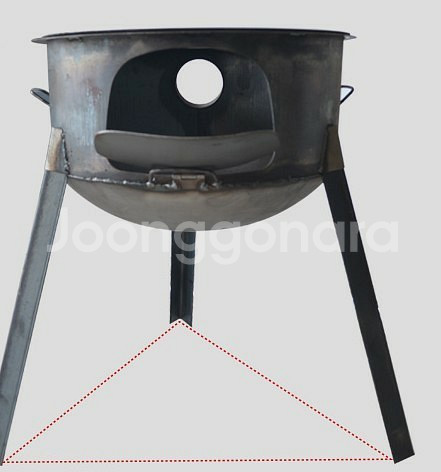 장작화덕 조립식 지름43cm 연통, 불쏘시개, 화구링, 집개 포함--4