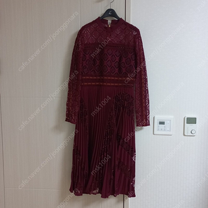 셀프 포트레이트 와인 긴팔 레이스 드레스 원피스