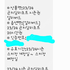 곤지암리조트 20 시간권 미등록