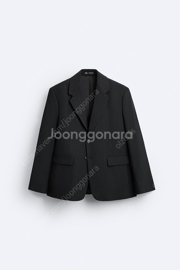23fw 자라 핀스트라이프 울 블레이저 자켓 블랙 46...--3
