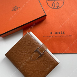 에르메스 베안 컴팩트 지갑(HERMES COMPACT WALLET) 팔라듐 하드웨어, 골드 앱송 가죽