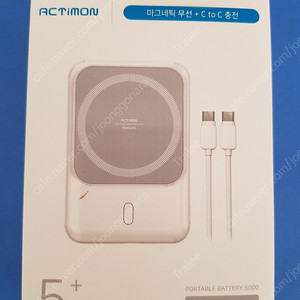 ACTiMON 마그네틱 무선 보조배터리(MON-MAGSAFE-5000) + C to C 충전 케이블 (미개봉, 새제품)