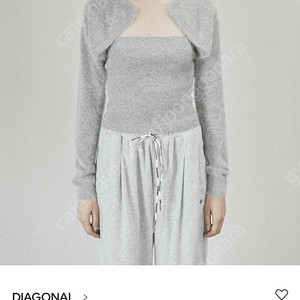 다이애그널 LAYERED TUBE TOP CARDIGAN_LIGHT GREY