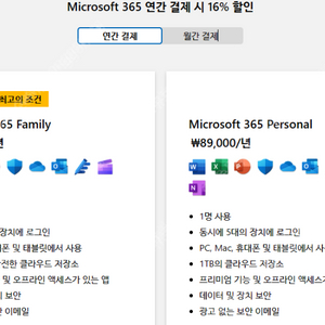 [ 마이크로소프트 365 패밀리 3년, 5년 ] 오피스365 + 원드라이브 1TB