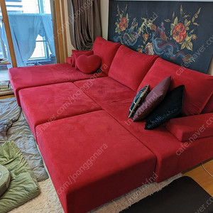 헷세드 베쏘 레드 소파 .HASSED Besso Sofa RED / 3m x 1.8m / 4인 카우치형 / 풋레스트 2개 추가 / 스툴 2개 추가