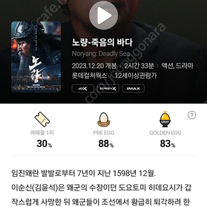 [용산IMAX] 용아맥 노량 금요일 20:35분 2연석 반값양도