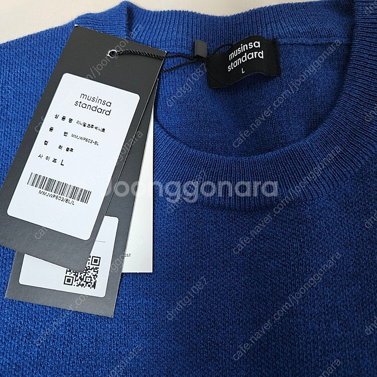 무탠다드 / 미니멀 크루넥 니트 / 블루 L (새상품)--2