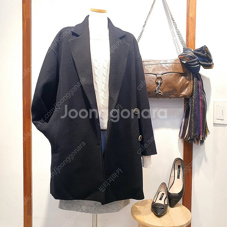 시스템 핸드메이드 오버핏 블랙 울 코트--0