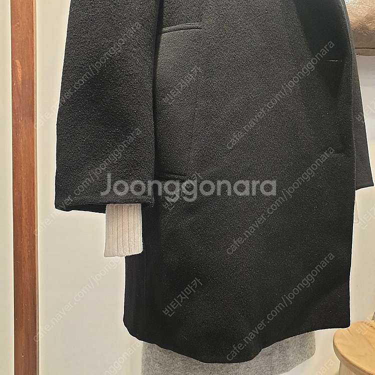 시스템 핸드메이드 오버핏 블랙 울 코트--5