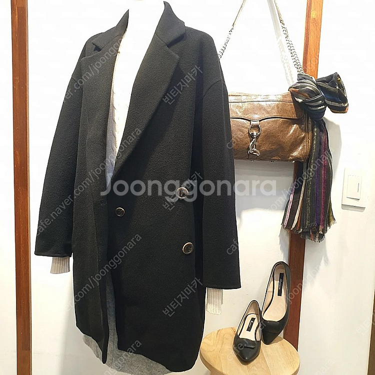 시스템 핸드메이드 오버핏 블랙 울 코트--6