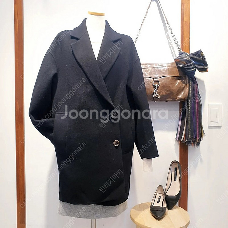 시스템 핸드메이드 오버핏 블랙 울 코트--7