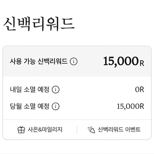 신백리워드 15000점 판매합니다