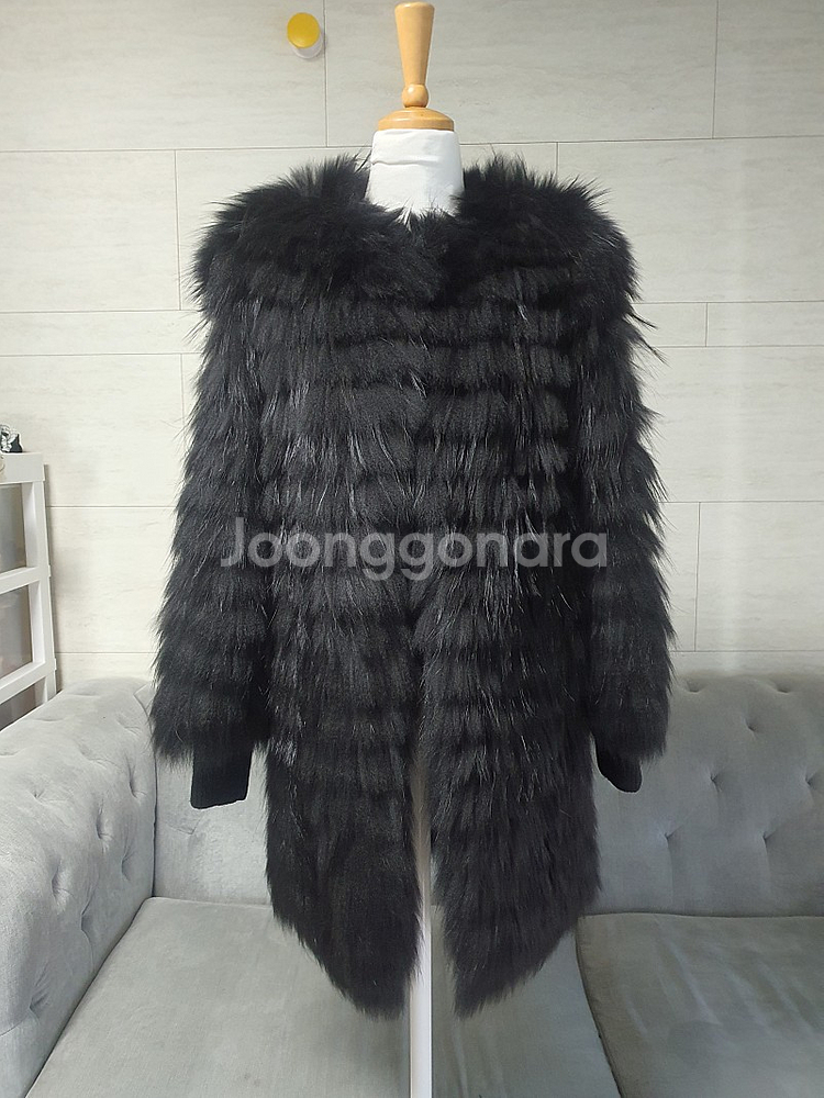 양가죽.여우털 라쿤 니팅퍼 자켓--1