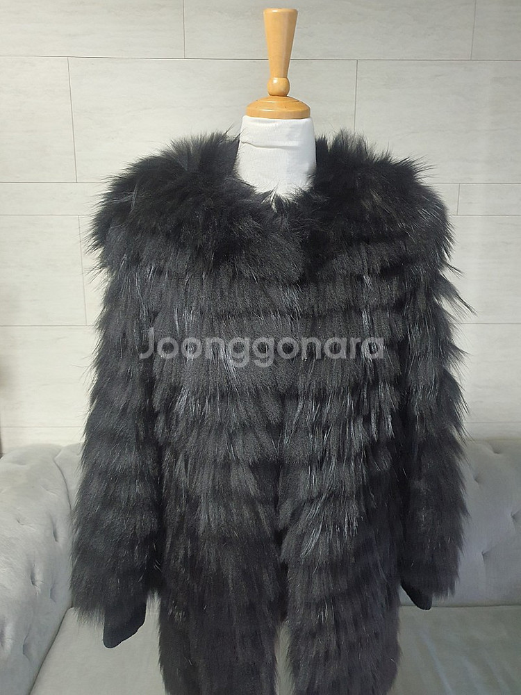 양가죽.여우털 라쿤 니팅퍼 자켓--2