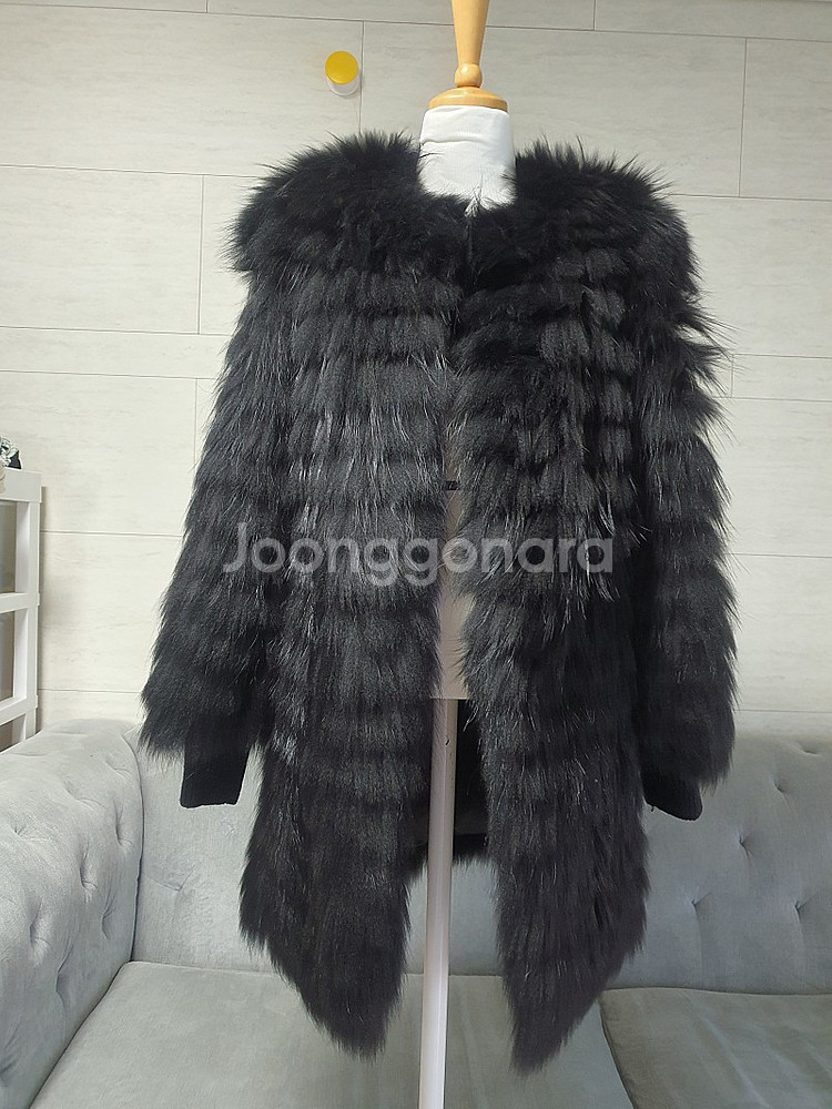 양가죽.여우털 라쿤 니팅퍼 자켓--9