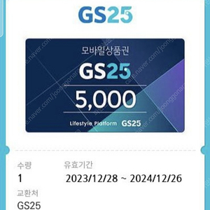 Gs25 편의점 5000원권 4300원