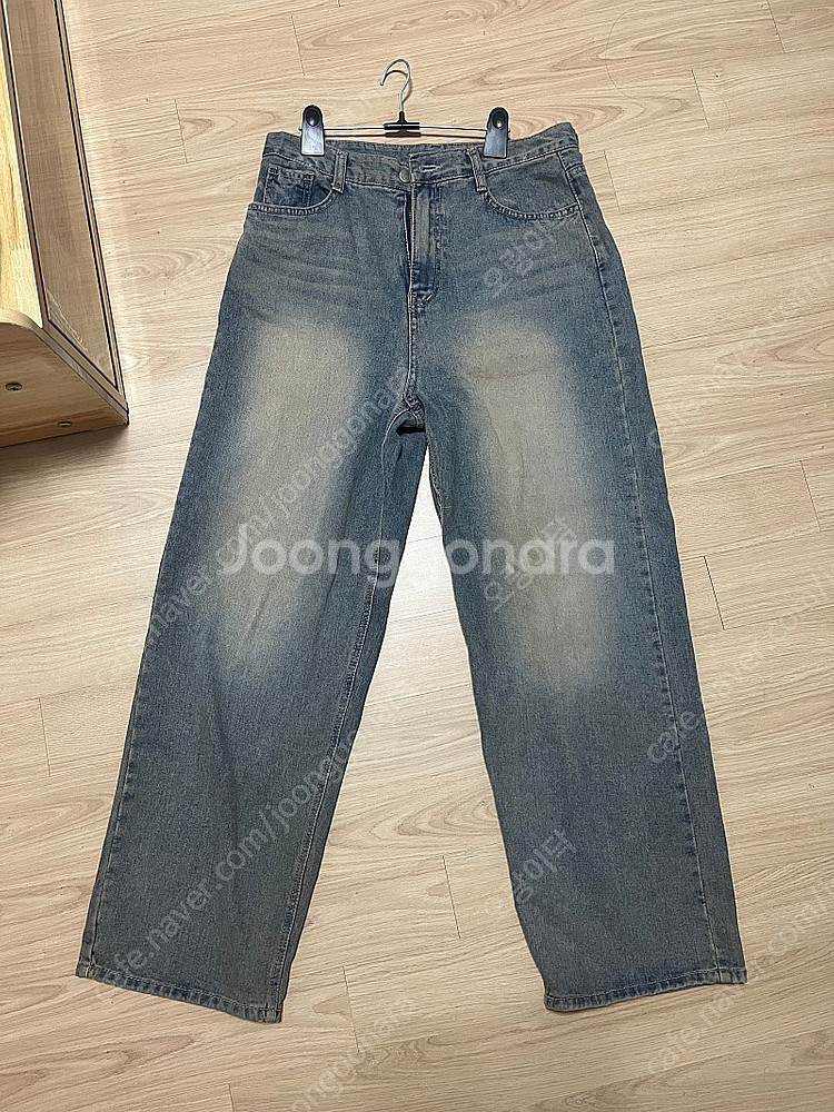 키키러브 빈티지 워싱 오버핏 와이드 데님 팬츠 청바지--1