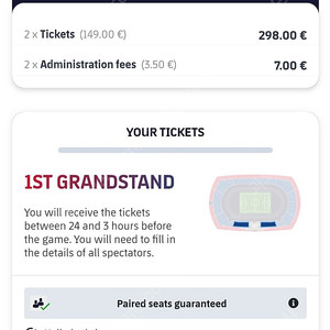 1월27일 fc바르셀로나 vs 비야레알 1st 티켓 2장 판매
