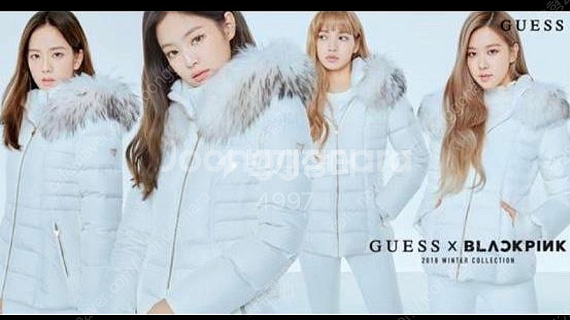블랙핑크 게스 여성 숏패딩--0