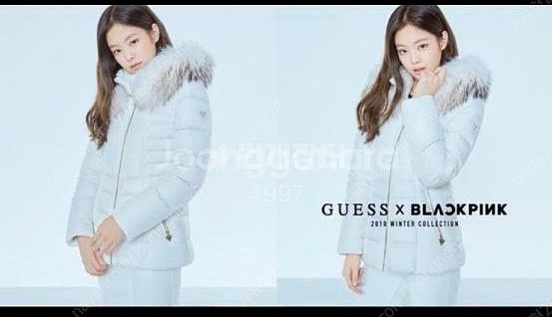 블랙핑크 게스 여성 숏패딩--1