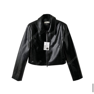 브론(Bronn)크롭 레더자켓 23fw B collar leather jacket - 블랙 M