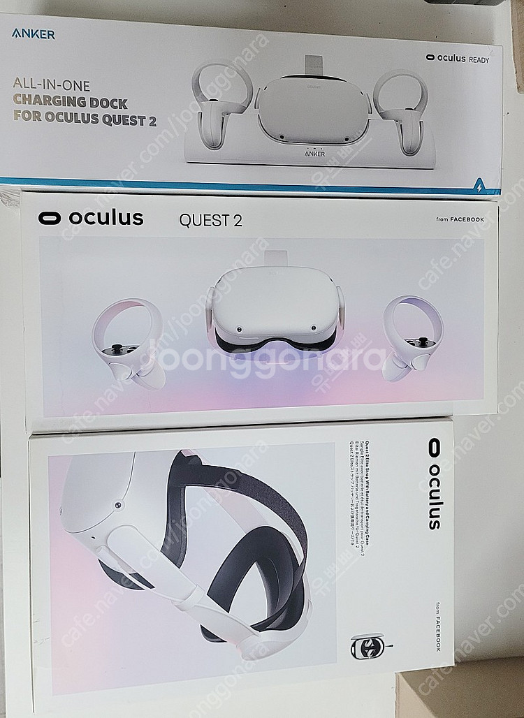 메타 오큘러스 퀘스트2 풀박스 + 앨리트스트랩(+정품가방) + Anker 충전독 팝니다--0