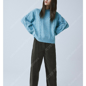 리플레인 replain turquoise wool blend cable knit top