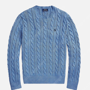 (백화점 새상품) 폴로 랄프로렌 코튼 케이블 니트 스카이블루 M