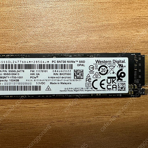 웨스턴디지털 SN730 M.2 2280 nvme 1tb 팝니다. [7만 원]