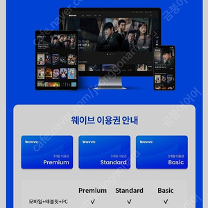 웨이브 1년 구독권 프리미엄,스탠다드