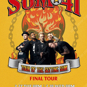 썸41 Sum41 콘서트 스탠딩, 지정석 2연석2/27 20:00