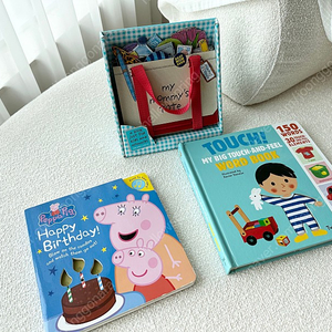 영유아 보드북 원서 3권 일괄 mommy’s tote bag, Touch! My big touch and feel word book, peppapig happy birthday