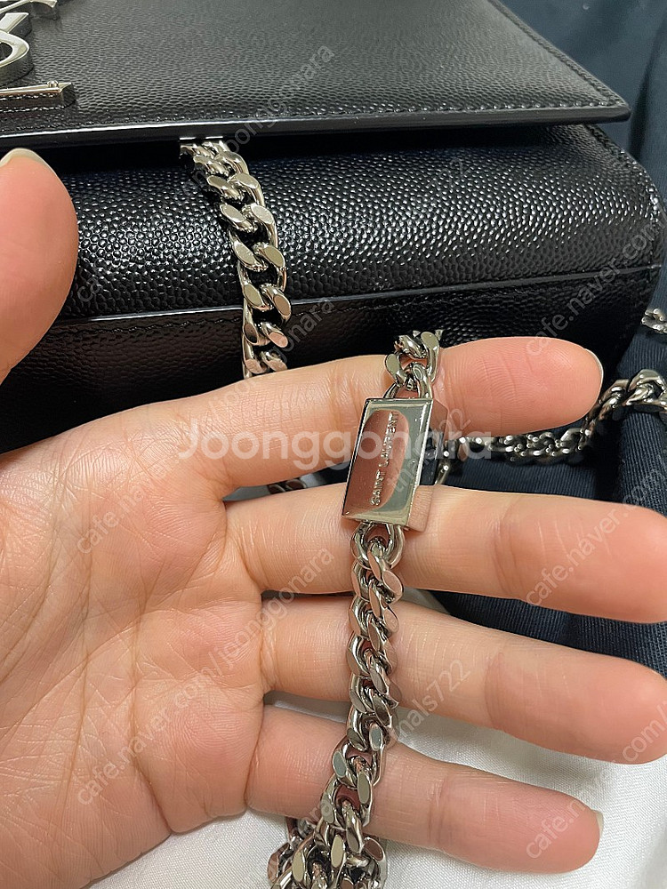 생로랑 케이트 체인 숄더백 은장 미디움--5