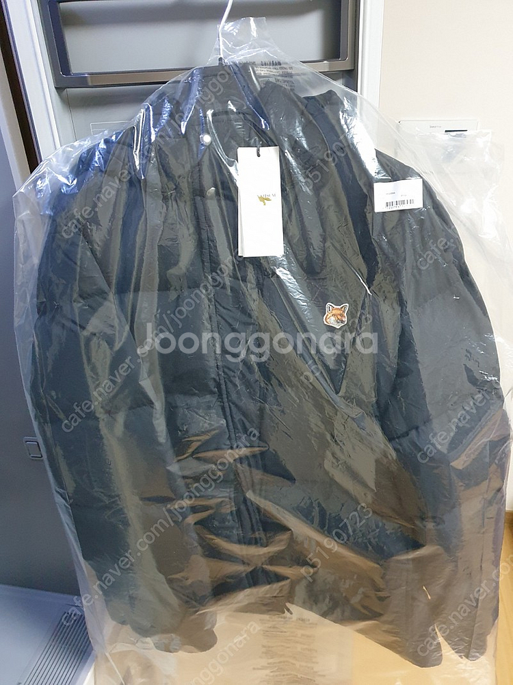 정품 메종키츠네 패딩 블랙 새상품 후드 다운 점퍼--0