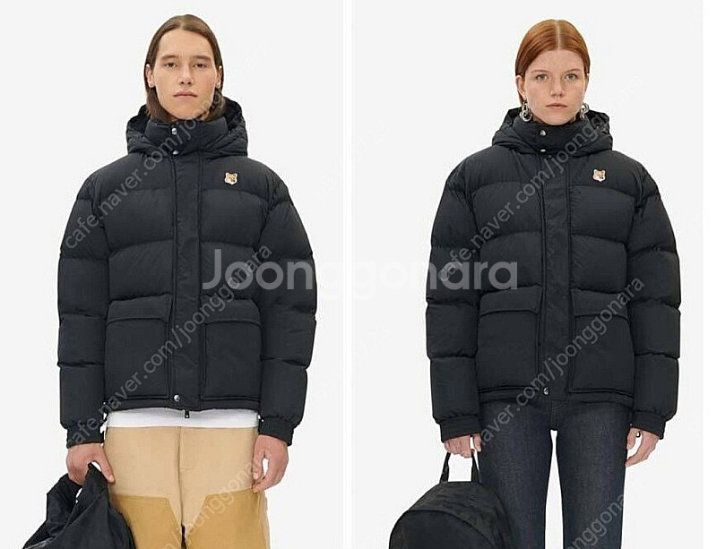 정품 메종키츠네 패딩 블랙 새상품 후드 다운 점퍼--5