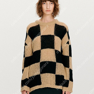 더오픈프로덕트 체커보드 니트 스웨터 WOOL BLEND CHECKER BOARD SWEATER, BEIGE